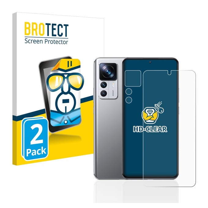 BROTECT - Screenprotector voor Xiaomi 12T Pro (Voor+Camera) - Folie Beschermfolie transparant 2 Stuks