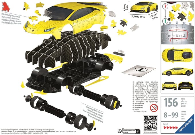 3D Puzzel Lamborghini Huracan Evo - 156 Stukken
