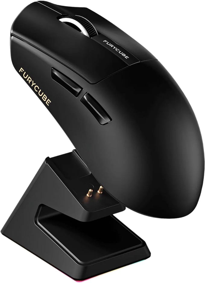Furycube G9 PRO - Tri-Mode Gaming Muis - Draadloos - Bedraad - Bluetooth - Sensor 3311 - Display - RGB Oplaadstation - Zwart