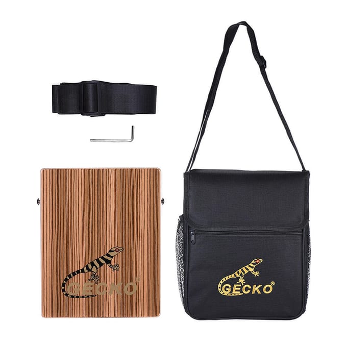 GECKO C-68Z Draagbare Cajon Box Drum Hand Drum Houten Percussie Instrument met Riem Draagtas black