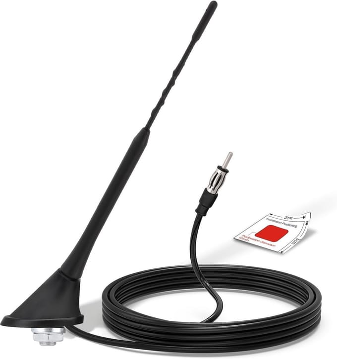 Universele Auto Radioantenne Dakmontage FM/AM met 5 Meter Kabel en DIN-Stekker
