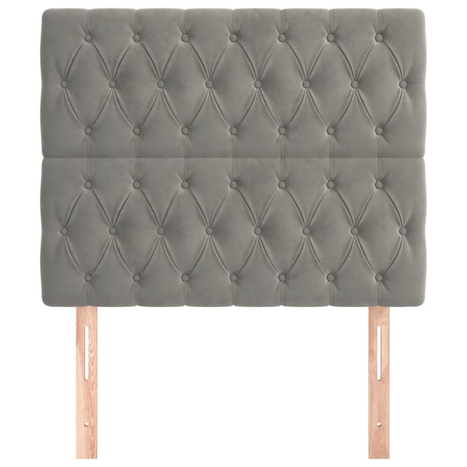 vidaXL - Hoofdbord - lichtgrijs - 90x7x118/128 - cm - fluweel
