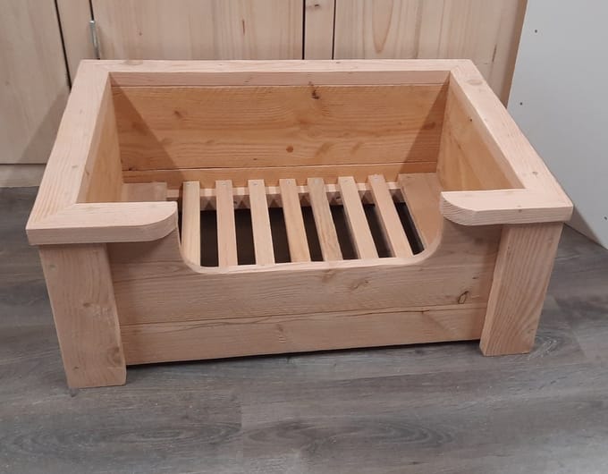 Houten hondenmand Floki van douglas hout zonder kussen 80x60x30cm