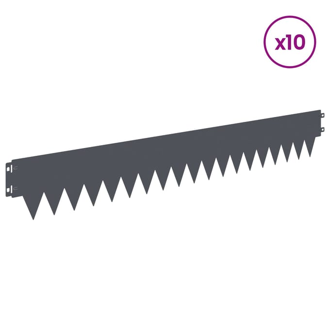 vidaXL - Gazonrand - 10 - st - 103 - x - 15 - cm - Staal - Antraciet