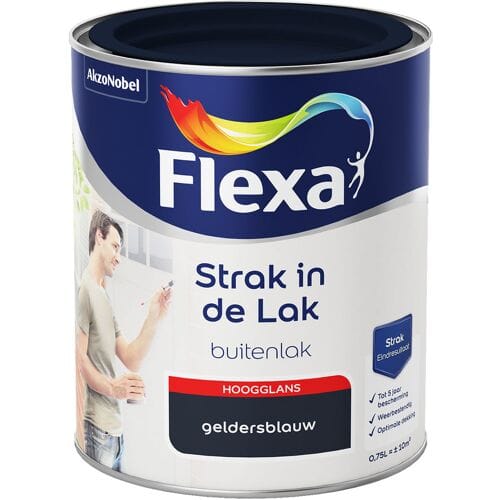 Flexa - Strak In De Lak Buitenlak Hoogglans - Geldersblauw - 750 Ml