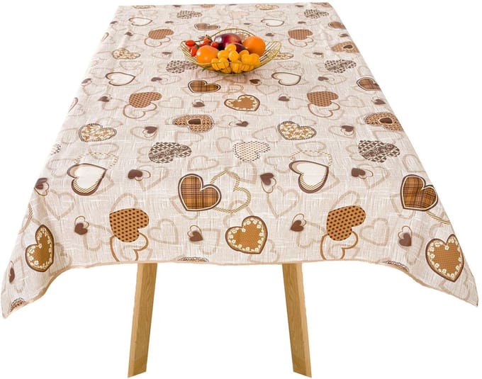 130 x 160 cm met hartjes afwasbaar waterafstotend polyester tuintafelkleed
