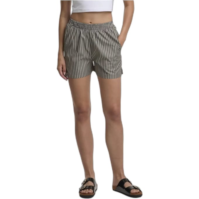 Urban Classics - Striped Korte broek - 4XL - Olijfgroen/Wit