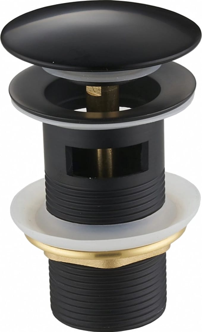 Mexen klik-klak plug rond met overloop, zwart - 79920-70