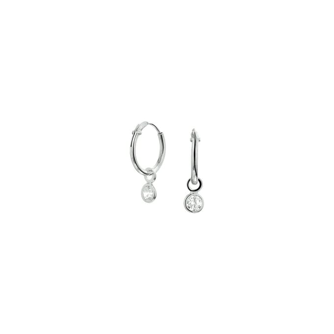 Glams klapoorringen zirkonia - 12.5 mm - Zilver