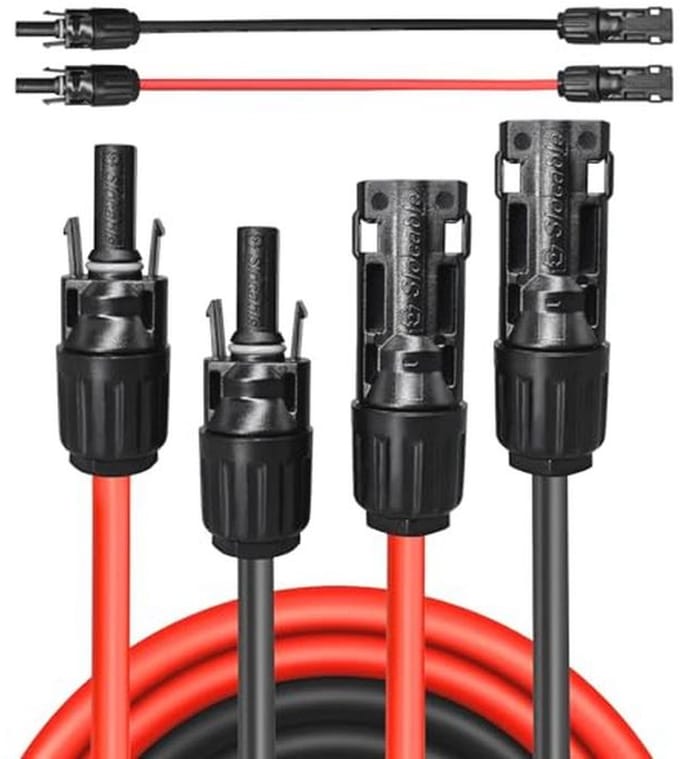Verlengkabel voor zonne-energie, 1 m, 6 mm², 1500 V, waterdichte stekker, IP68