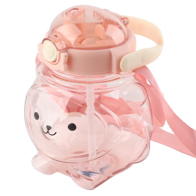 Grande bouteille d'eau 1000 ml en forme d'ourson avec paille pour l'été rose