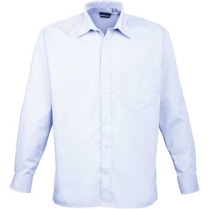 Premier Heren Premier Poplin Formeel Overhemd Met Lange Mouwen (Lichtblauw)