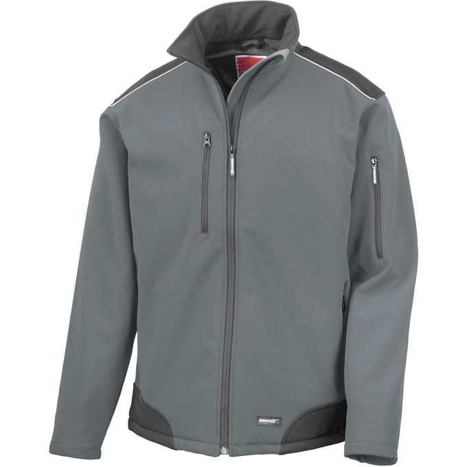 Result Ripstop Soft Shell Workwear Jacket With Cordura Panels RT124 - grey/black - XL