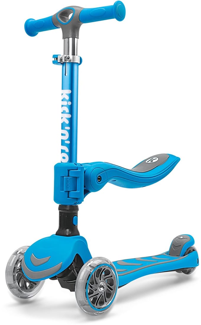 Kick'n'Roll S6 - 2IN1 - Kinderstep - Blauw - Afneembaar zitje - Led Wielen