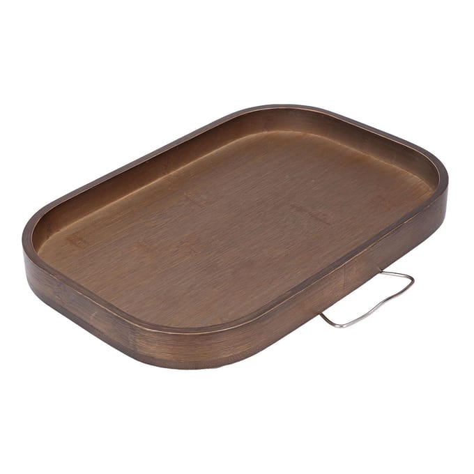 Bank Armleuning Dienblad Draagbaar Antislip Multifunctioneel Hout Sofa Clip-on Bijzettafel voor Drankjes Snacks brown