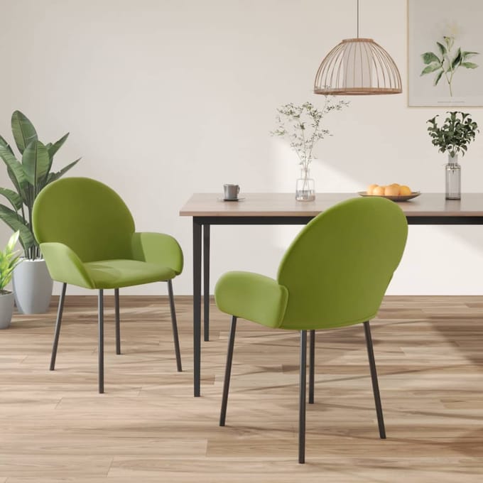 vidaXL - Eetkamerstoelen - 2 - st - fluweel - lichtgroen