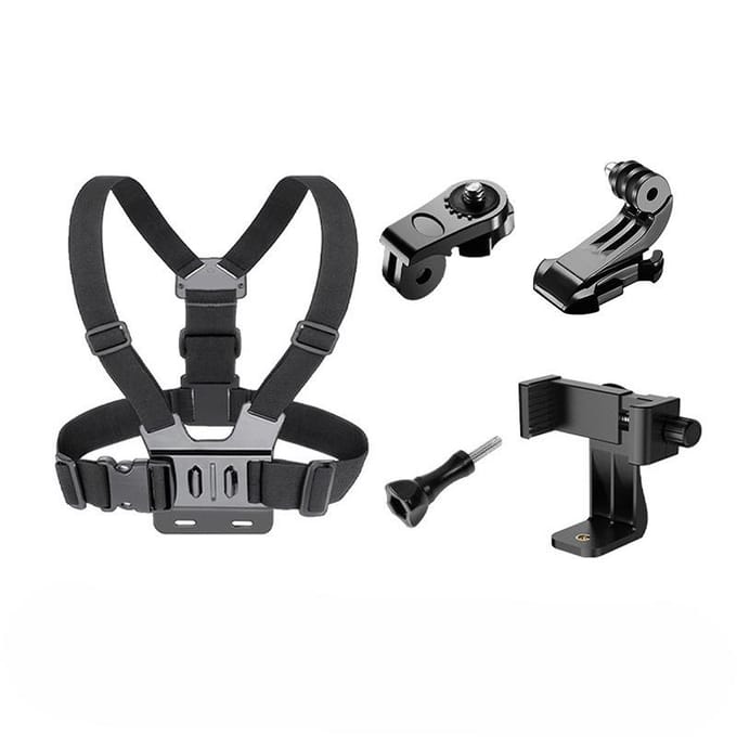 1 set Verstelbare Telefoon Clip Houder Met Borstband Bevestigingsbeugel voor Sportcamera Mobiele Telefoon Camera Zwarte Houder Accessoire zwart