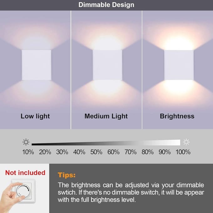 Moderne Led-Wandlamp Dimbaar 10W - Aluminium Up Down Verlichting voor Binnen - Warm Wit 3000K