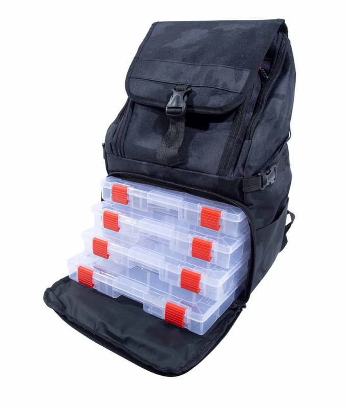 Ultimate Dark Camo Backpack (Incl. 4 Tackleboxen) - Visrugtas