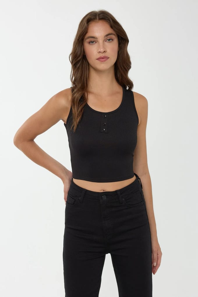 Basis Knop Gedetailleerde Crop Top