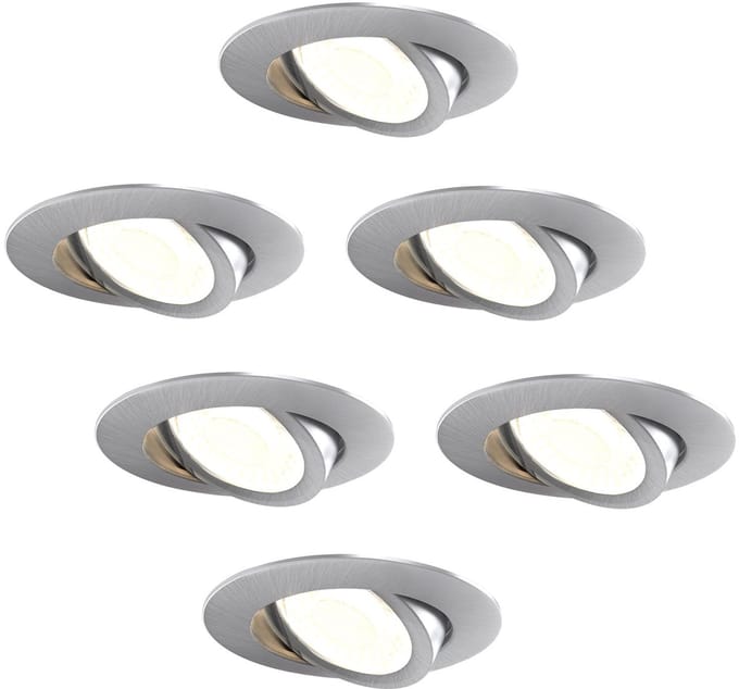 Ledvion – 6x LED Inbouwspot RVS – Dimbaar – CCT – IP65 – Kantelbaar – Aluminium – Badkamer