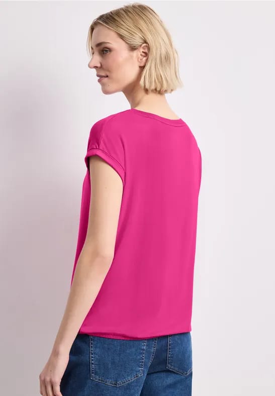 Shirt met boothals en decoratieve tape