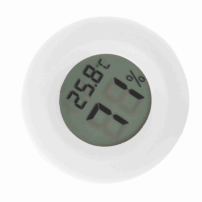 Mini thermomètre hygromètre numérique LCD de forme ronde pour reptiles blanc
