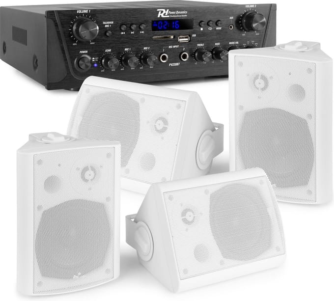 Horeca set voor binnen & buiten met Bluetooth, FM radio en mp3 - Wit