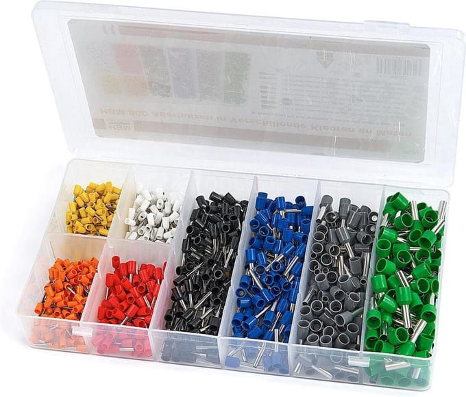 HBM Aderhulzen Set 800 Stuks in Diverse Kleuren en Maten