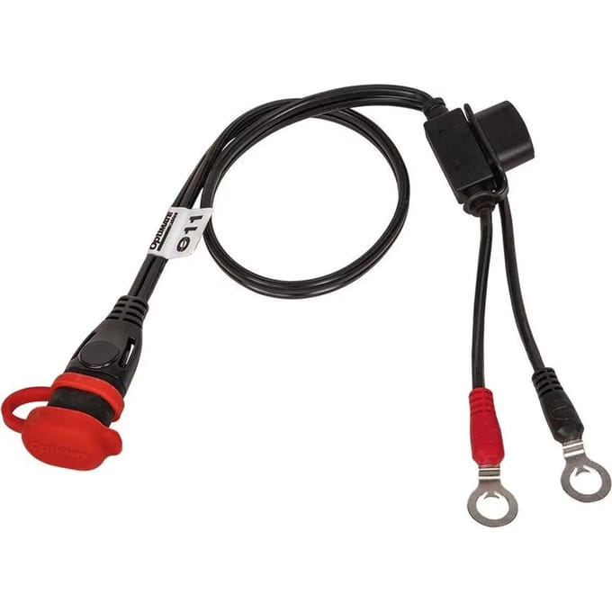OptiMate O-11 Accukabel met SAE Connector & 15A Zekering 50cm – Heavy Duty Permanente Accuaansluiting met M8/M10 Ringogen voor Auto, Motor & Boot