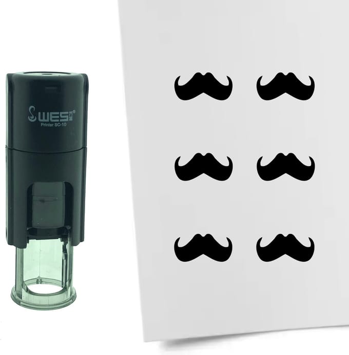 CombiCraft Stempel Snor 10mm rond - zwarte inkt