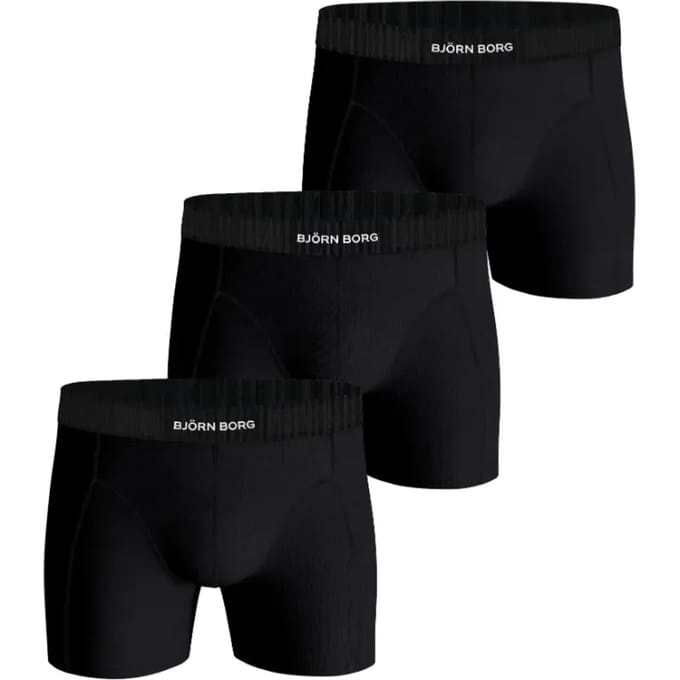 Björn Borg Cotton Stretch boxers - heren boxers normale lengte (3-pack) - zwart