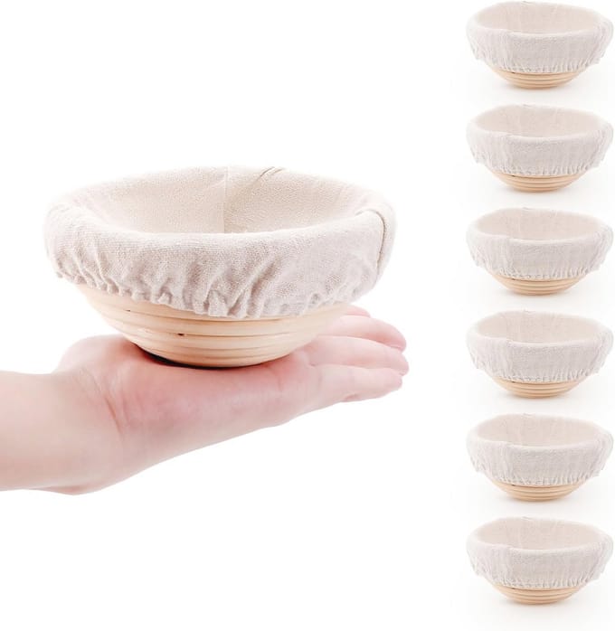 Mini Brooddeeg Proofing Mand en Liner Set van 6 - Ideaal voor Zuurdesem Bakken