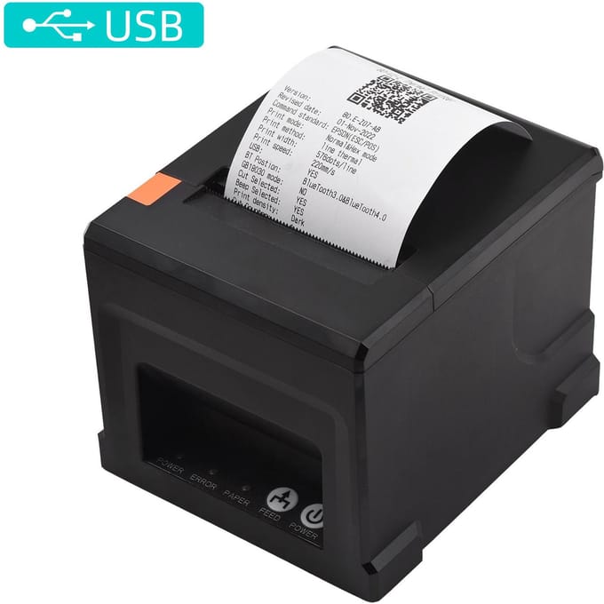 80 mm USB+LAN-bonprinter POS-printer met automatische snijder Desktop direct thermisch afdrukken UK-1 black