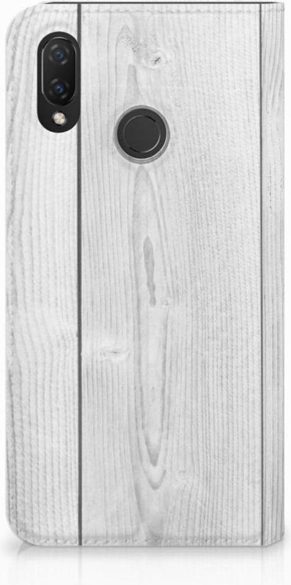 Huawei P Smart Plus Book Wallet Case White Wood