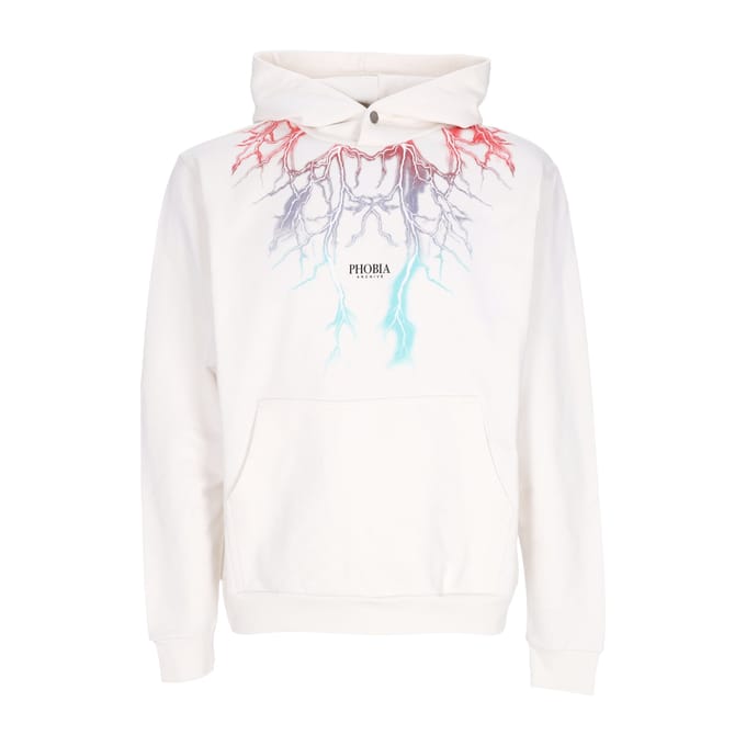 Herenhoodie Bicolor Lightning Print Hoodie Wit