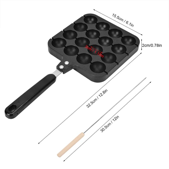 Plaque de cuisson antiadhésive Takoyaki Grill, plateau de moule de cuisson black