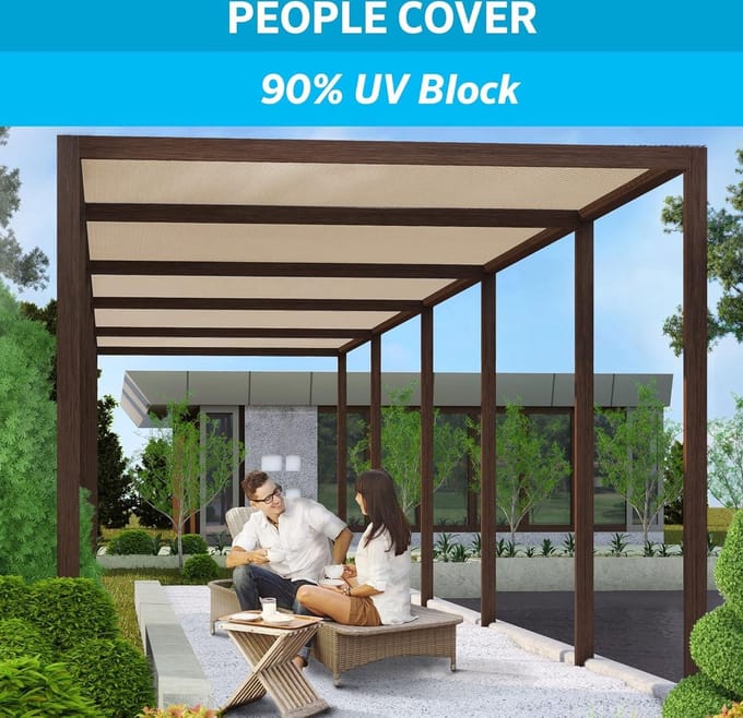 90% UV-blok schaduwdoek en privacyscherm - 15 x 35 cm - tarwe - Coolaroo Shade Sail