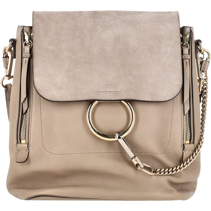Chloé Faye Rugzak in Beige Leer en Suède