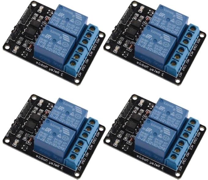 4x 2-Channel 5V Relay Module met Opto Coupling voor Raspberry Pi en Arduino, Zwart, Geschikt voor Automatisering en Projecten