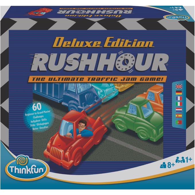 ThinkFun Rush Hour Deluxe - Spitsuurspel met 60 opdrachten en metallic voertuigen