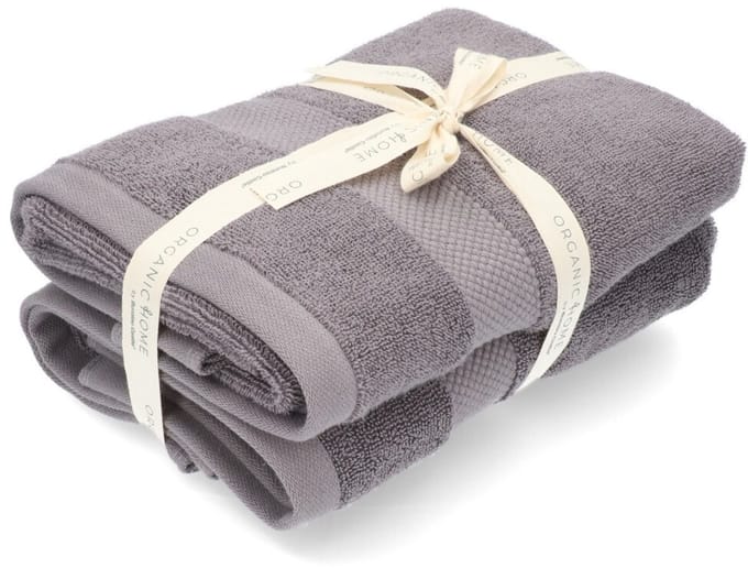 Set van 2 Organic Home badhanddoeken 50 x 100 cm – Stone Grey