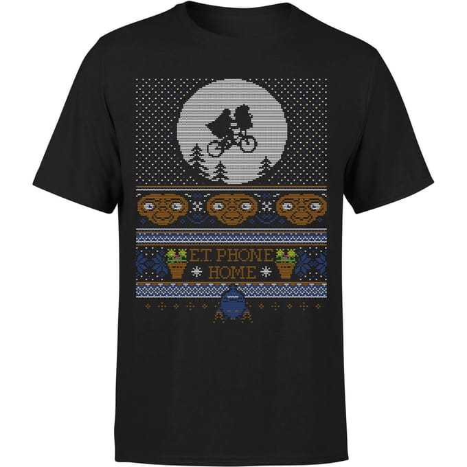 E.T Phone Home Fairisle Men's Christmas T-Shirt - Black - M