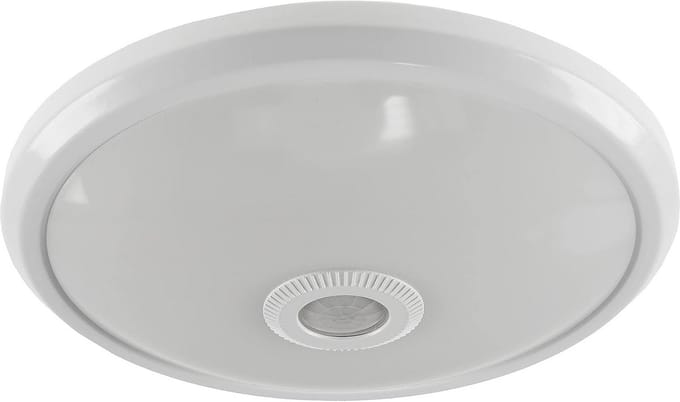 Ronde Plafondlamp met Bewegingsmelder 29cm 12Watt en 360° Sensor - Warm en Wit Licht