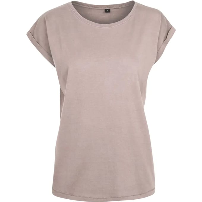Build Your Brand - Extended Shoulder Dames T-shirt - Dusk Rose maat 3XL