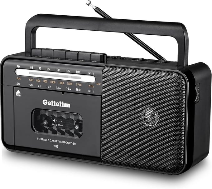 Cassettespeler met Bluetooth Radio en Opnamefunctie Draagbaar