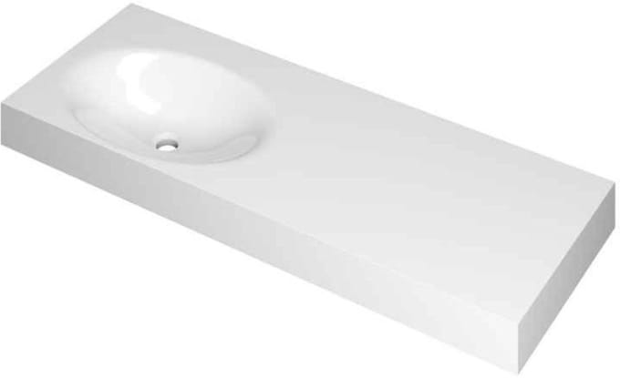 INK Smooth Wastafel Polystone Links Zonder Kraangat - 1200x450x90 mm - Glans Wit
