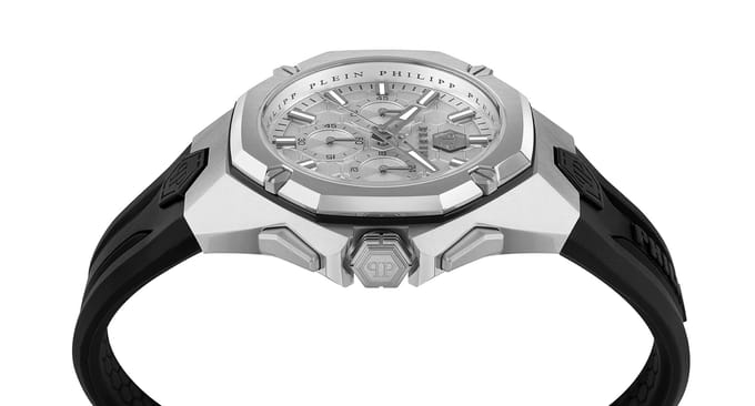 Philipp Plein Octagon PWTBA0123 Horloge - Siliconen - Zwart - Ø 45 mm
