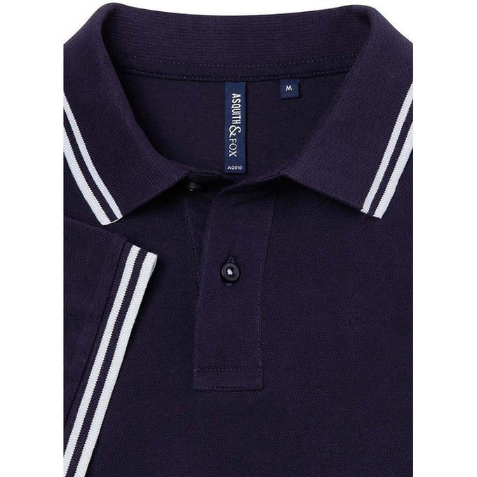 Asquith & Fox Heren Klassiek Fit getipt Poloshirt (Marine / Wit)