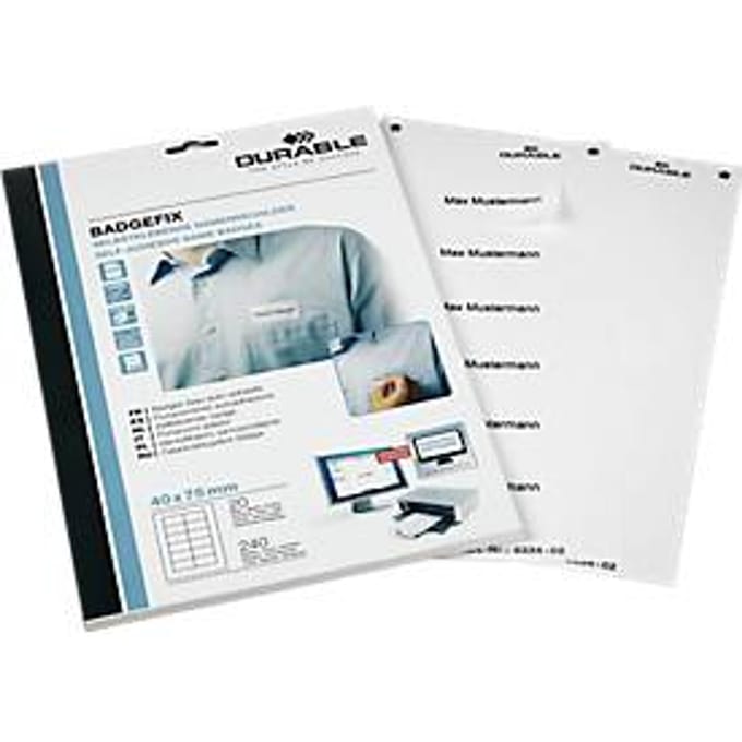 Naambadge etiket durable 8334 40x75mm zelfklevend Wit 240 stuks